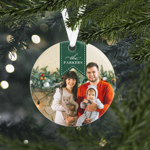 Green Ribbon   Personalised Holiday Photo Ornament