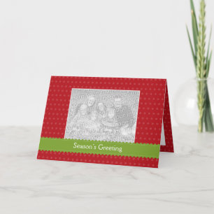 Green ribbon red photo Christmas holiday greeting Card