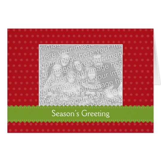 Green ribbon red photo Christmas holiday greeting Card