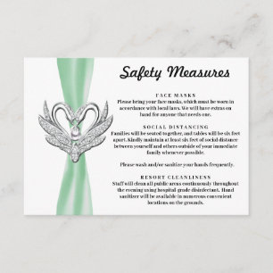 Green Ribbon Silver Swans Safety Measures Enclosure Card