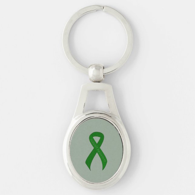 Green Ribbon Support Awareness Key Ring (Front)