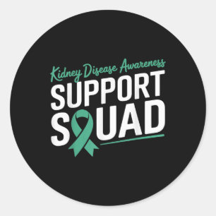 Green Ribbon Support Squad For Kidney Disease Awar Classic Round Sticker