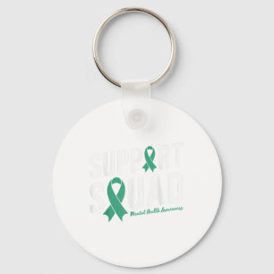 Green Ribbon Support Squad For Mental Health Aware Key Ring