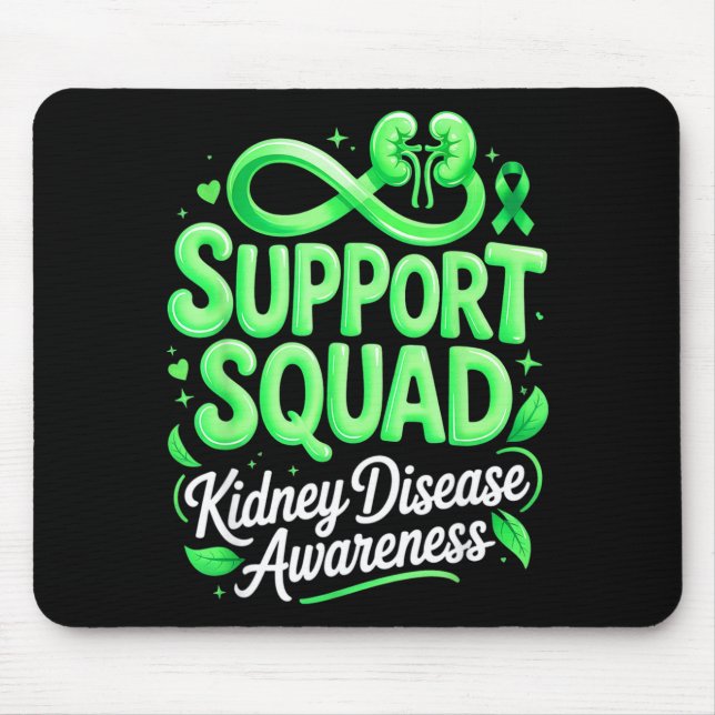 Green ribbon support squad kidney disease awarenes mouse mat (Front)