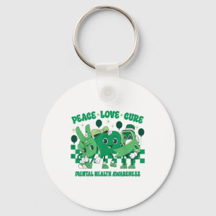 Green Ribbon Survivor Groovy Mental Health Awarene Key Ring