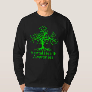 Green Ribbon Tree Mental Health Awareness Month T-Shirt
