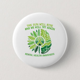 Green Ribbon Warrior & Supporters - Mental Hea 6 Cm Round Badge