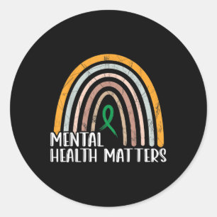 Green Ribbon Warrior & Supporters - Mental Hea Classic Round Sticker