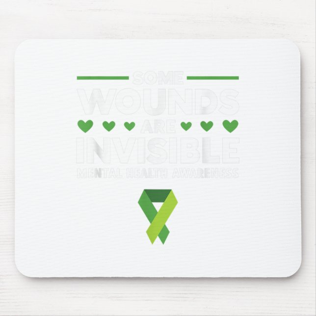 Green Ribbon Warrior &amp; Supporters - Mental Hea Mouse Mat (Front)