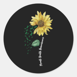 Green Ribbon Warrior And Supporters - Mental Healt Classic Round Sticker