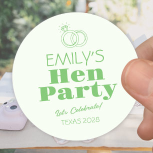 Green Rings Hen Party Classic Round Sticker