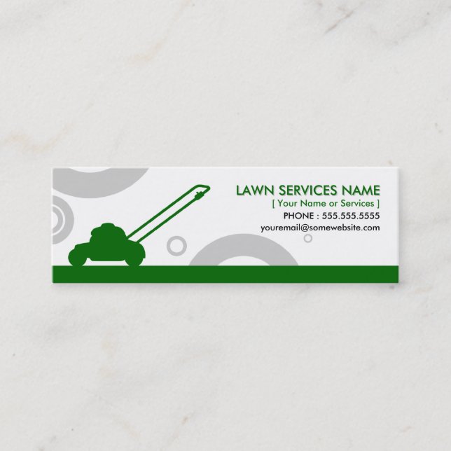 green rings mowing mini business card (Front)