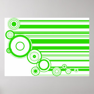 Green Rings & Stripes Poster