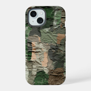 Green Ripped Cargo Camo Pattern Summer Camp iPhone 15 Case