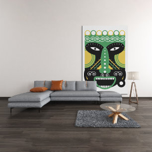 Green Ritual Mask Canvas Print