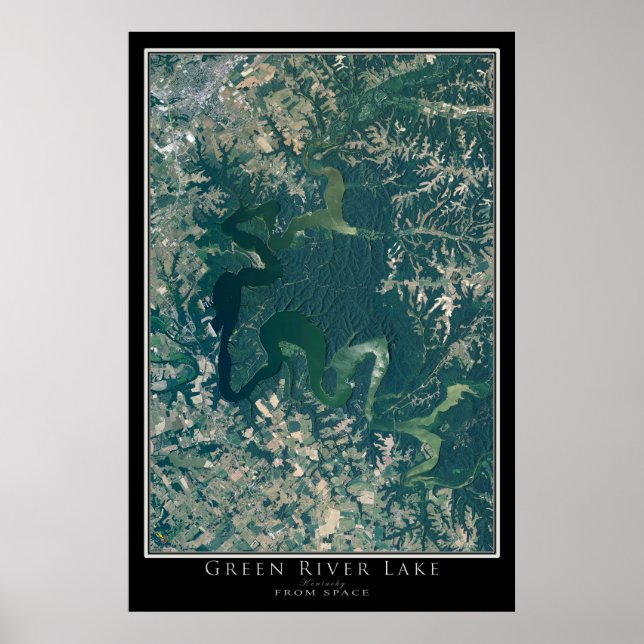 Green River Lake Kentucky Satellite Poster Map (Front)