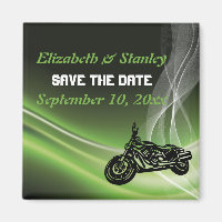 Green road biker/motorcycle wedding Save the Date