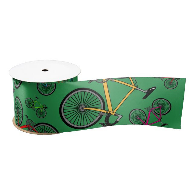 Green road bikes satin ribbon (Spool)