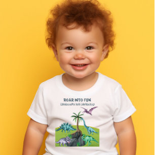 Green Roaring Jurassic Dinosaurs Baby T-Shirt