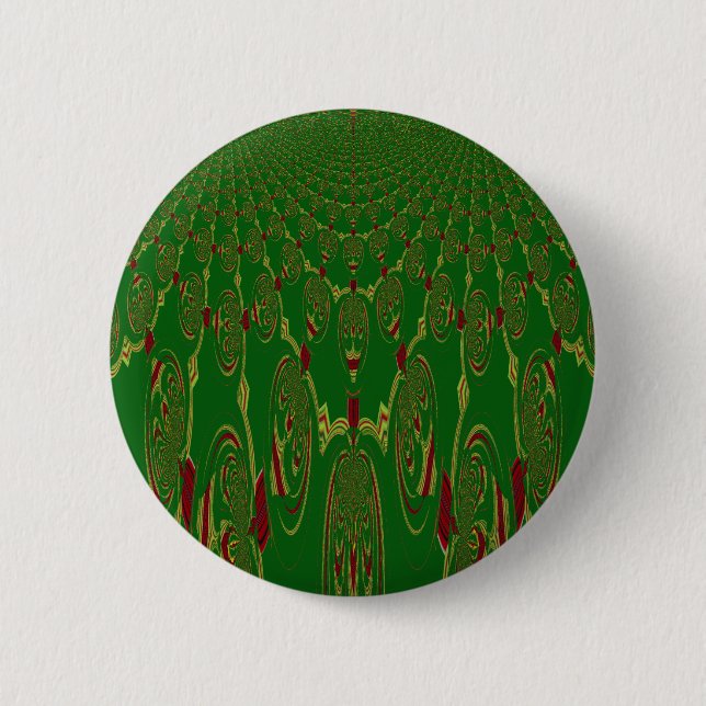 Green Robots 6 Cm Round Badge (Front)