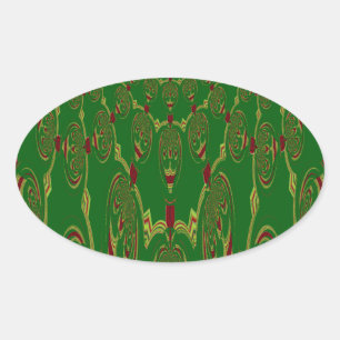 Green Robots Oval Sticker