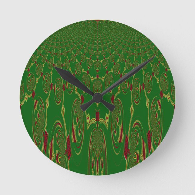 Green Robots Round Clock (Front)