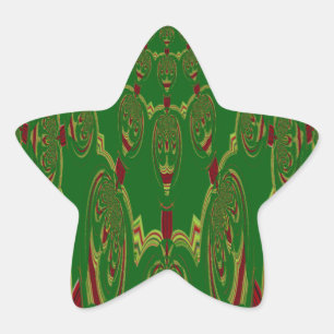 Green Robots Star Sticker