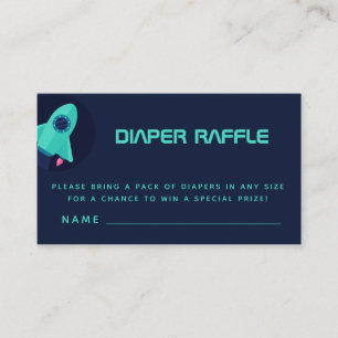 Green Rocket Spaceship Space Theme Diaper Raffle   Enclosure Card