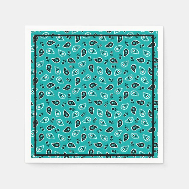 Green Rodeo Bandanna Print Birthday Party Napkins (Front)