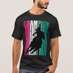 Green Rodeo Champion Cowgirl on Horse Barrel Racin T-Shirt