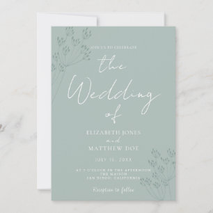 Green Romantic Greenery Wedding Invitation