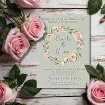 Green, romantic rose wreath wedding