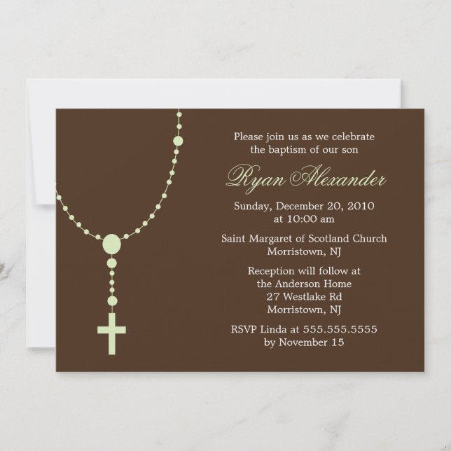 Green Rosary Invitations (Front)