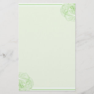 Green Rose Border Stationery