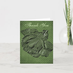 Green Rose Floral Art Thank You Card
