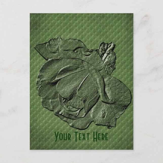 Green Rose Floral Customisable Postcard (Front)