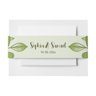 Green Rose Floral Wedding Theme Invitation Belly Band