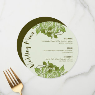Green Rose Floral Wedding Theme Menu