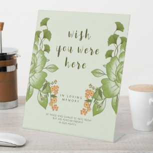 Green Rose Floral Wedding Theme Pedestal Sign