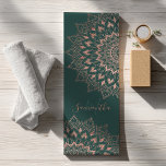 Green rose gold boho mandala monogram  yoga mat<br><div class="desc">Chic emerald green rose gold boho mandala monogram</div>