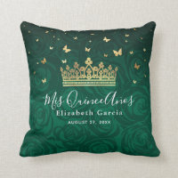 Green Rose Gold Crown Quinceanera Mis Quince Anos