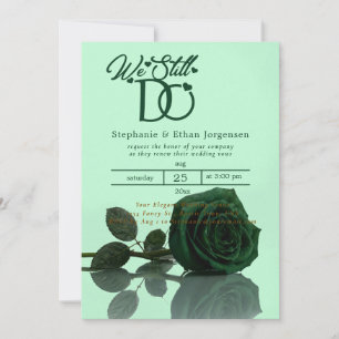 Green Rose Wedding Invitation Vow Renewal