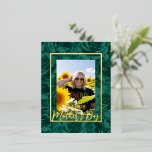 Green Roses Bouquets Happy Mother’s Day Photo Foil Holiday Postcard