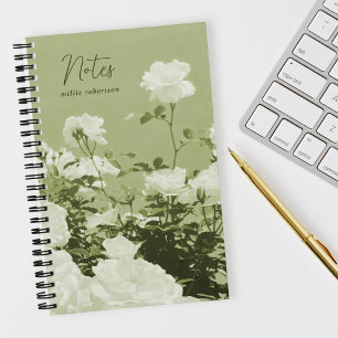Green Roses Floral Garden Custom Spiral Notebook