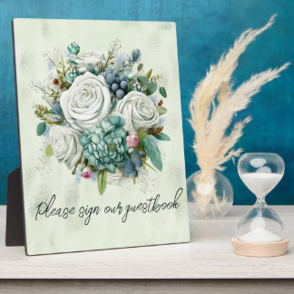 Green Roses Please Sign Our Guestbook Plaque