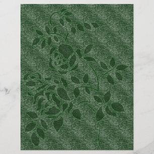 Green Roses Stencil Floral Scrapbook Paper