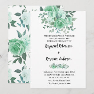 Green Roses Wedding Country Chic Invitation