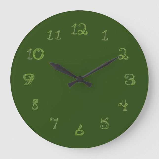 green round clock with fabric shape numbers (Front)