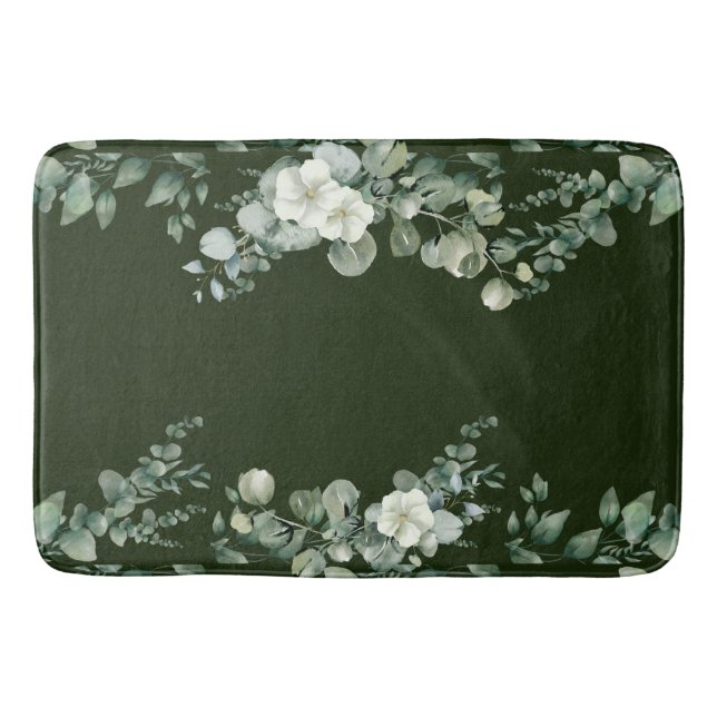Green round eucalyptus leaves greenery  bath mat (Front)