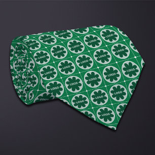 Green Round Logo Pattern Tie